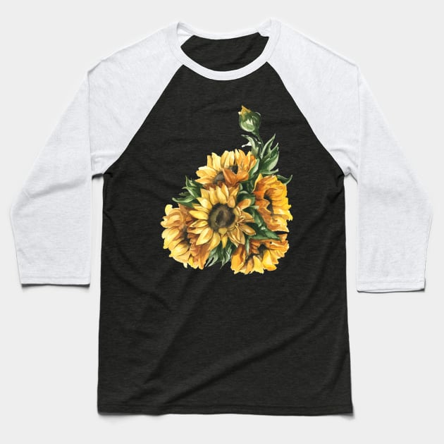 Sunflowers Baseball T-Shirt by Kira Balan